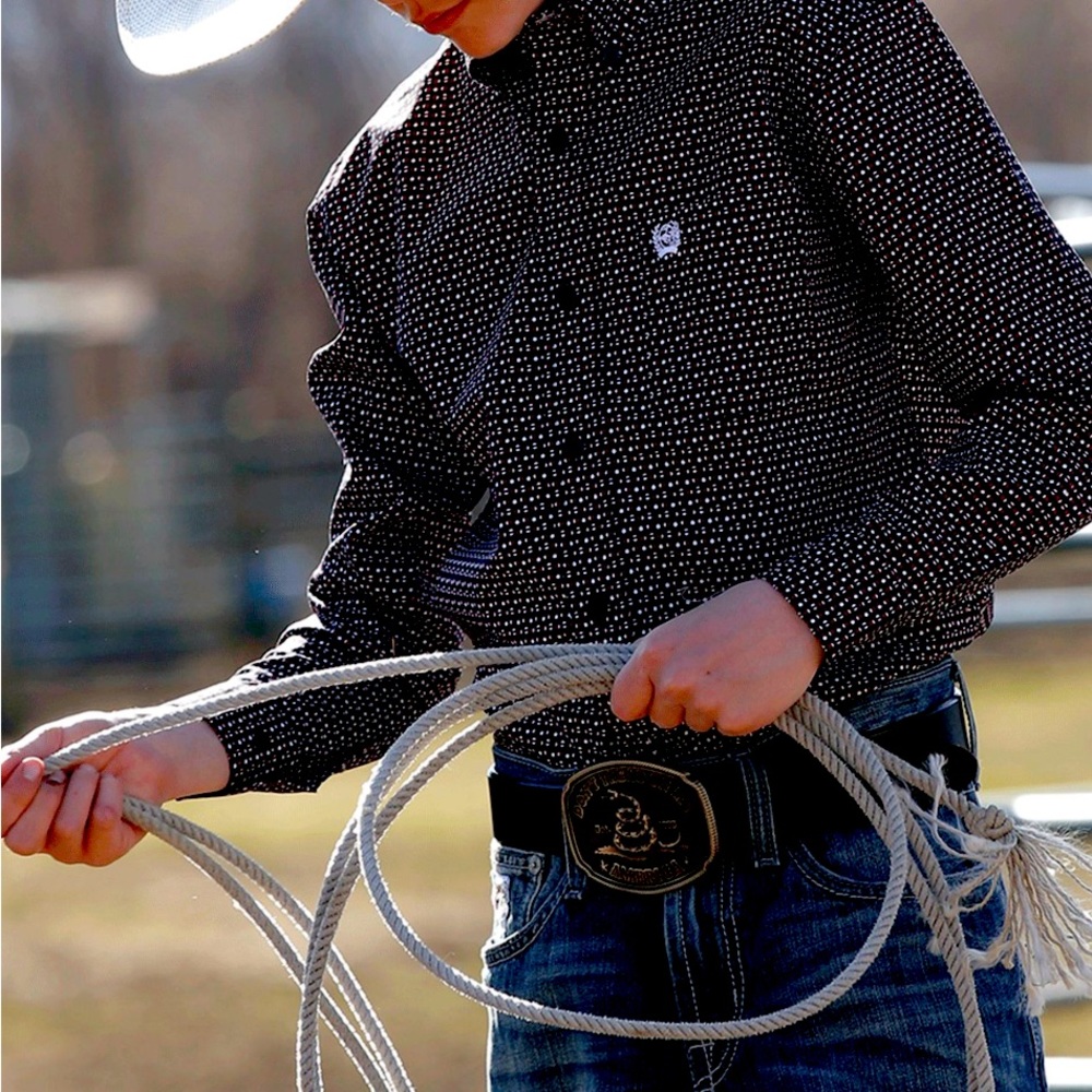 Cinch- button down long sleeve shirt